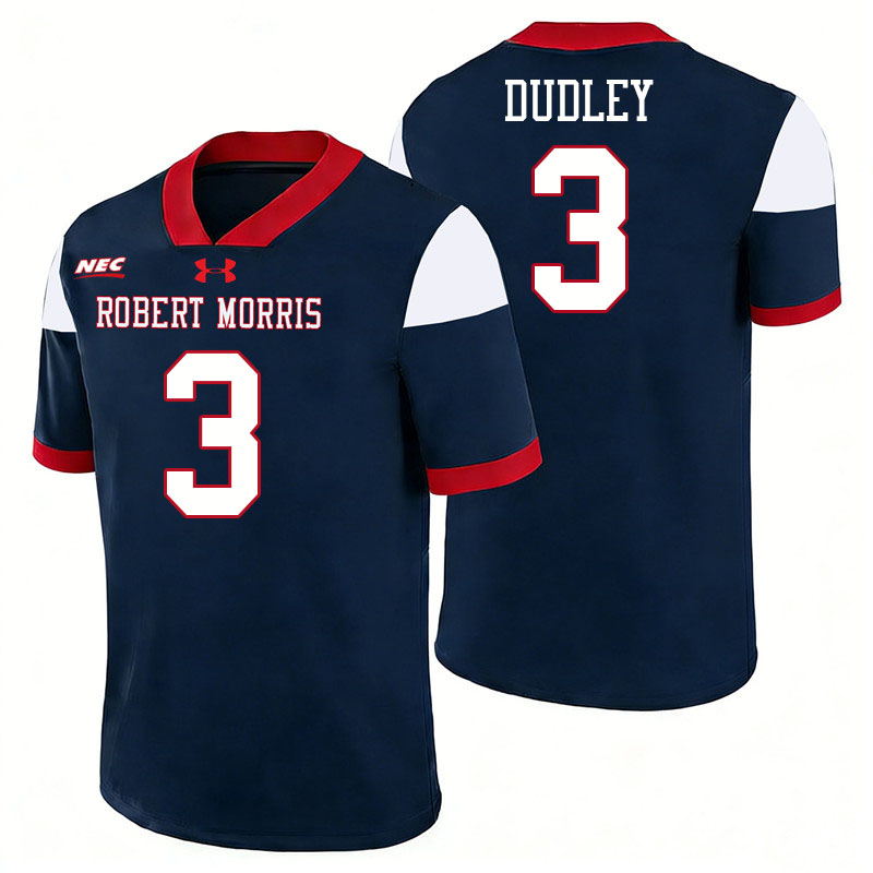 Robert Morris Colonials #3 Ameer Dudley College Football Jerseys,Uniforms Stitched-Navy